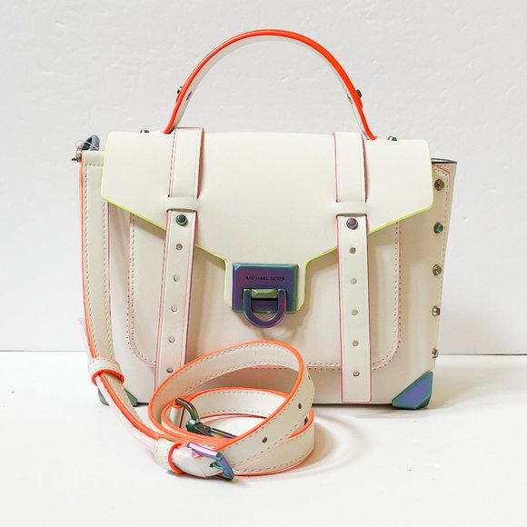 Michael Kors Manhattan Medium Top Handle Shoulder Crossbody Bag Optic White - Picture 5 of 14